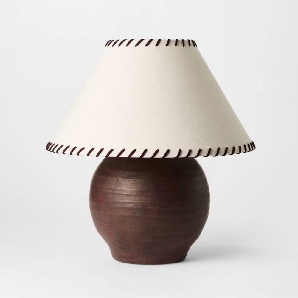 NEW Studio McGee Threshold Whipstitch Shade Earthy Table Lamp Target Burgundy
